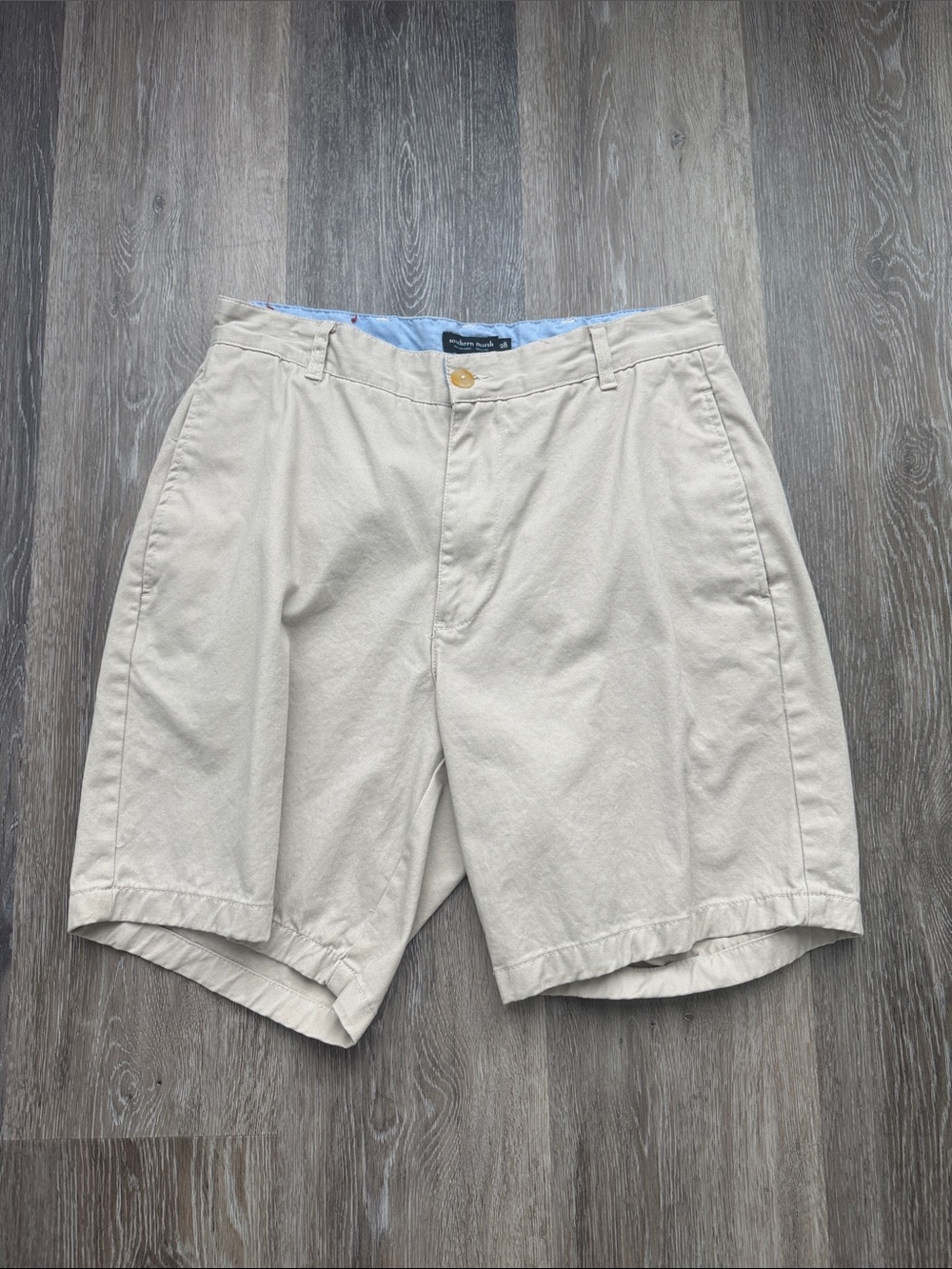 Southern Marsh Khaki Flat-Front Cotton Shorts